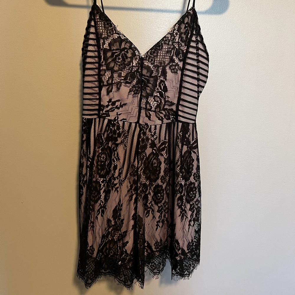 Pink and Black Lace Romper